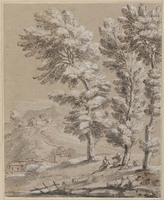 K VII 018
<br/>
Herders met schapen onder bomen
<br/>
<em>Onofri, Crescenzio (1634-1714) - toegeschreven aan</em>